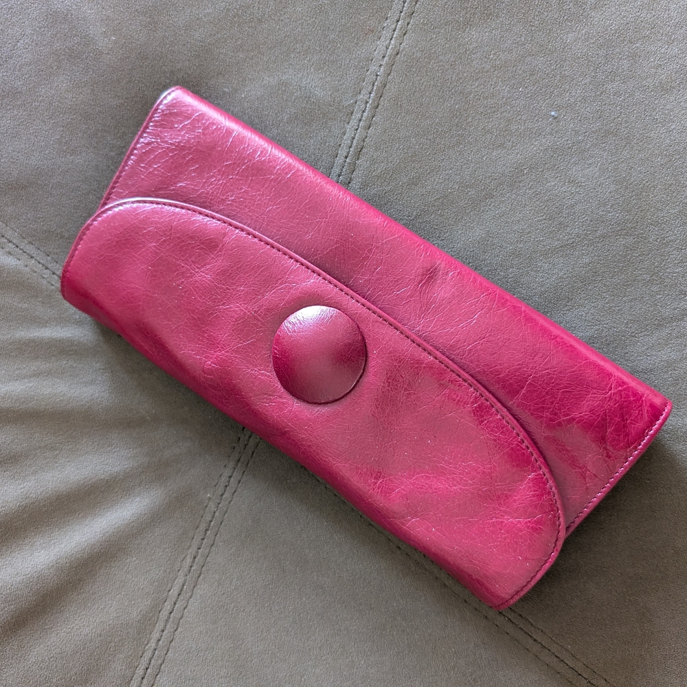 HOBO Pink Clutch with Pleated Design